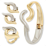 Pulseira Duo Anel Brinco Orgânico Martelado Ouro Prata