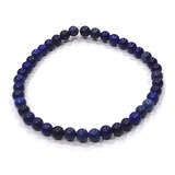 Pulseira Esferas 4mm Pedra Natural Lápis Lazuli Prosperidade