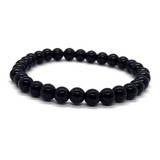 Pulseira Esferas Pedra Obsidiana Negra C  6 Mm P  Proteção