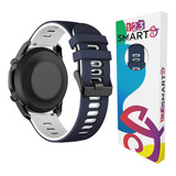 Pulseira Esportiva De Silicone 22mm Marca 123smart Para Amazfit Gtr 4 Gtr3 Gtr 2 Gtr 2 Nova Versao Gtr 47mm Balance Pace S1 Stratos 1 2 E 3 Gt Gt2 46mm Gt3 46mm Gt 4 46mm Azul Marinho Com Branco