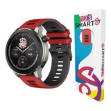 Pulseira Esportiva De Silicone 22mm Marca 123smart Para Amazfit Gtr 4 Gtr3 Gtr 2 Gtr 2 Nova Versao Gtr 47mm Balance Pace S1 Stratos 1 2 E 3 Gt Gt2 46mm Gt3 46mm Gt 4 46mm Vermelho Com Preto