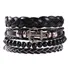 Pulseira Estilo Couro Multicamadas Proteção Tribal Rock Comprimento 26 Cm Cor Ancora Preto Diâmetro 6 Cm