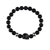 Pulseira Exú Crânio Pedra Vulcânica Negra 10 Mm