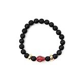 Pulseira Exu Cranio Vermelho Pedra Vulcanica 10 Mm