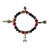 Pulseira Exu Cristal Preto E Vermelho Cristal E Silicone