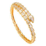 Pulseira Feminina Cobra Pedra Zircônia Luxo Casamento Strass