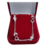 Pulseira Feminina Coração Amor Infinito Prata Legítima 925