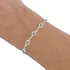 Pulseira Feminina Delicada Prateada Cristais Banhada Prata