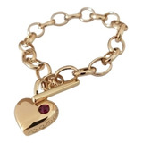 Pulseira Feminina Dourada Coracao