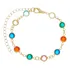 Pulseira Feminina Pedras Coloridas Folheado Ouro + Presente