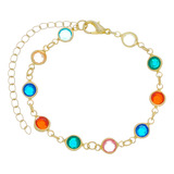 Pulseira Feminina Pedras Coloridas
