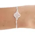 Pulseira Feminina Trevo 4 Folhas Transparente Banhado Prata