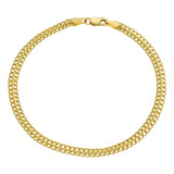 Pulseira Feminina Veneziana Dupla 18cm Ouro 18k Maciça