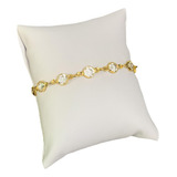 Pulseira Feminina Zircônia Ponto De Luz Banhada Ouro 18k