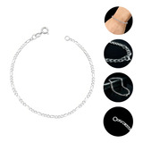 Pulseira Fina 3mm Para Homem Prata 925 Corrente Não Descasca Comprimento 20 Diâmetro 3 Cm