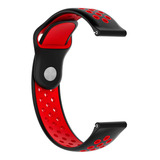 Pulseira Furadinha Para Esporte Smartwatch Encaixe Reto 22mm Cor Preto E Vermelho Largura 22 Mm