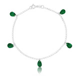 Pulseira Gotas De Zircônia Verde Esmeralda Prata 925