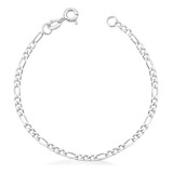Pulseira Infantil 3x1 2 5mm Masculina Prata 925