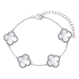 Pulseira Madreperola Trevos Cravejados