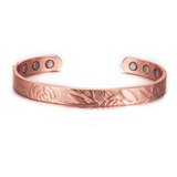 Pulseira Magnética Cobre Puro Bracelete Modelo Rosas Luxo