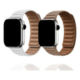 Pulseira Magnética Couro Luxo Para Apple Watch Series E Iwo