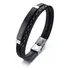 Pulseira Masculina Aço 316l Titânio Couro Legitimo Preta Comprimento 19 Diâmetro 0 Cm
