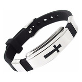 Pulseira Masculina Bracelete Silicone Cruz Fecho