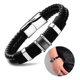 Pulseira Masculina Couro Fecho Imã Alto Padrão Luxo Homem