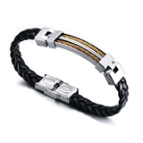 Pulseira Masculina Couro Legitimo E Aço