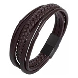 Pulseira Masculina Couro Marrom