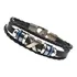 Pulseira Masculina Couro Preta E Azul Com Fecho Moda Estilo Comprimento 21 Cm Diâmetro 19 Cm