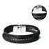 Pulseira Masculina Couro Preto Trança Social Fecho Imã Comprimento 19 Cm