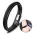Pulseira Masculina De Couro Costurada E Trançada Fecho Imã Comprimento 21 Cm Cor Preto Diâmetro 0 Cm