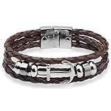 Pulseira Masculina Feminina Couro Âncora Navy Moda Bracelete