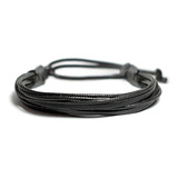 Pulseira Masculina Feminina Couro Ecológico Preto Ajustável