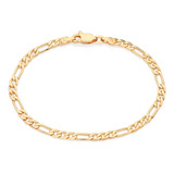 Pulseira Masculina Rommanel Folheado Ouro Elo 3x1 Nofa Fisc Comprimento 20 Cm Cor Dourado Diâmetro 20 Cm