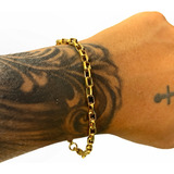 Pulseira Masculina Tijolinho 4mm Fecho Gaveta Banhada Ouro
