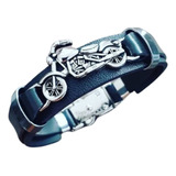 Pulseira Masculina Vintage Couro Motoqueiro Moto Rock N Roll