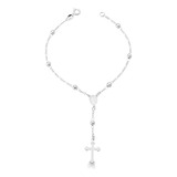 Pulseira Mini Terço Bolinhas 3mm Prata 925