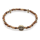 Pulseira Mini Terço Medalha De São Bento Marrom