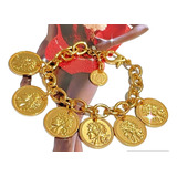Pulseira Moeda Antiga Banhada