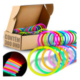 Pulseira Neon 300 Un Adereços Balada Fluorescente Festa Led