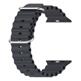 Pulseira Oceano Para Apple Watch Ultra 49mm 45mm 44mm 42mm Cor Preto