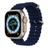 Pulseira Oceano Para Smartwatch Apple Watch 42 44 45 49mm Cor Azul marinho