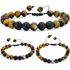 Pulseira Olho De Tigre Pedra Natural Pedra Vulcanica Ajusta