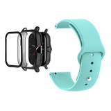 Pulseira Para Amazfit Gts 2 Mini Capa Case E Pelicula Cor Verde água Largura 20 Mm