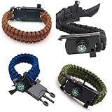 Pulseira Paracord Tática Kit Sobrevivencia Camping Trilha Faca Pederneira Bússola Corda E Apito Pulseira De Sobrevivência Multiuso Para Camping E Trilha - Cores Aleatórias