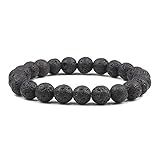 Pulseira Pedra Natural Lava Vulcânica Contas Bracelete