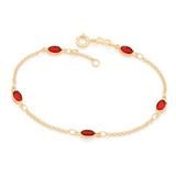 Pulseira Pedras Vermelhas Banhado