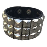 Pulseira Prateada Com Preto Rock In